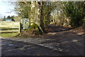 Looking north on May's Lane with signpost at The Croft in RG7 3UQ