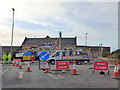 Roadworks outside Workington Station in CA14 2EZ