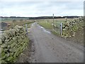 Gate open on gated lane, Buttoner House Farm in Lindley