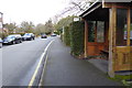 Bus stop and shelter on Station Parade in GU25 4RR