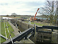 Maintenance on Baldwin's Lock, Leeds - Liverpool Canal in L40 4AR
