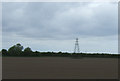 Farmland and pylon, Bleadon Level in BS24 0AN