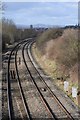 The railway approaching Worcester in WR5 2SE