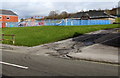 Blue-fenced children's play area in the south of Caerau in CF34 0SB