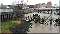 Derelict jetties on the Thames at Erith in DA8 1SD