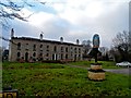 Village sign and almshouses, Hawstead (winter) in IP29 5NJ