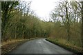 Bend in the road in Grenville's Wood in HP18 0RX
