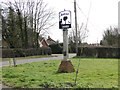 Bedfield village sign beside Southolt Road in Bedfield