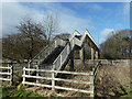 Footbridge over M58 linking Ox Hey Field with Ox Hey Plantation in Rural South Ward