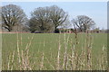 Looking east across field from byway to pill box in RG27 0FT