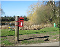 Postbox by the village pond in Pilson Green in NR13 6EB