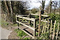 Gateway to two footpaths on Epsom Road in KT24 6EF