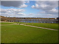 Landscaping and lake near The Keepmoat Stadium, Doncaster in DN4 5PL