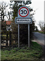 Rushall Village Name sign on Burnt House Lane in IP21 4RT