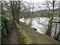 Holymoorside - footpaths on east side of Old Mill Pond in Holymoorside