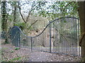 Railings on the edge of the chalk pit in Lesnes Abbey Woods in DA17 5AG