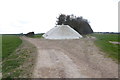 Chalk heap by footpath in RG26 5TB