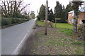 Looking along Baughurst Road past footpath junction in RG26 5SF