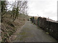 Lane at the foot of a hillside, Llwynypia in CF41 7SJ