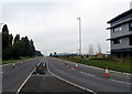 Cones near the start of the central barrier, A4810 near Magor in NP26 3WN