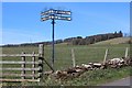 Signpost at road end for Newbigging and Blairmore in PH7 3NW