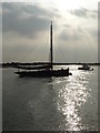 Sailboat anchored in Besom Fleet, West Mersea in CO5 8QD