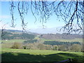 View to Chirk Castle across the Ceiriog Valley in Spring in SY10 7ND