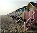 Beach huts on Mersea Island - looking west in CO5 8BG