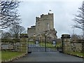 Entrance gates to Roche Castle in SA62 6AN