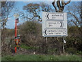Langton Matravers: road and bus-stop signs on the A351 in BH19 3BJ
