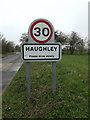 Haughley Village Name sign On Bacton Road in IP14 3QY