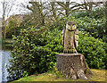 A carved owl at Grappenhall Heys Walled Garden in WA4 3JB