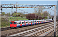 Bakerloo Line train at Conway Gardens footbridge in HA3 0PQ
