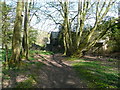 Public footpath passing the outbuildings of Bunyan's Cottage in SG4 7QS