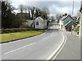 Looking southwest along the A487 through Eglwyswrw in SA41 3UJ