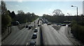 View east along the A12 from the footbridge at Little Heath in IG2 7TD
