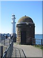 Old and new lighthouses, Newhaven Harbour, Edinburgh in EH6 6QJ