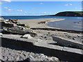 Pentewan beach from the old harbour breakwater in PL26 6BJ