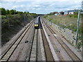 East Coast Main Line train in Essendine, Rutland in Essendine