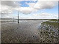 Water flowing across Holy Island Sands in Holy Island