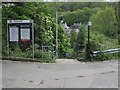 Avoncliff railway station name and information board in BA15 2LP