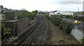 View along the Central line tracks towards London from Leyton High Road bridge in E10 5NS