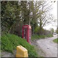 Track passing the phone box in Westhope in SY7 9JL