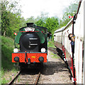 Hunslett 0-6-0ST runs round train at Colne Valley Railway in CO9 3DZ
