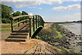Footbridge and footpath along eastern bank of River Hamble in SO31 4RT