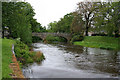 Bridge over the Lossie above the weir by Elgin cathedral. in IV30 4BU
