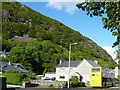 Bus at an eastbound stop, Tremadog in LL49 9RP