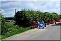Temporary roadside barriers, Brister End, Yetminster in DT9 6NH