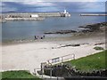Beach and harbour, Seahouses in NE68 7RJ
