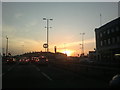 View of the sunset from the traffic lights at Gants Hill Roundabout in IG2 6EH